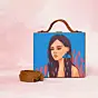 Women Brown Hair Lady Printed Suitcase Style