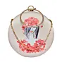 Women Red Floral Round Printed Clutch