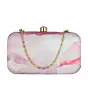 Woman Purple-White Resin Print Clutch