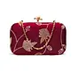 Woman Royal Wine Goldwork Blossom Clutch