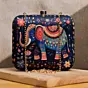 Woman Multicolor Elephant Printed Clutch