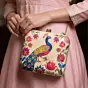 Women Biege Based Peacock Printed Clutch