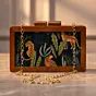 Women Leopard Print Wooden Clutch