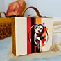 Woman Cream Base Multicoloured Girl Suitcase Style Clutch