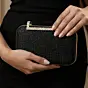 Women Black Shimmery Fabric Clutch
