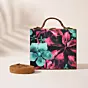Women Pink-Blue Floral Suitcase Style