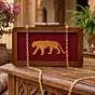 Women Elegance Golden Jaguar Embroidery clutch