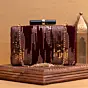 Women Golden Sequins Maroon Embroidery Clutch