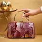Women Red Sequins Multipattern Embroidery Party Clutch