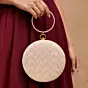 Women Ivory Based Minimal Embroidery Clutch