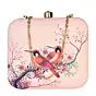 Women Pink Based Red Birds Printed Clutch
