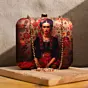 Woman Floral Frida Kahlo Printed Clutch