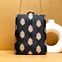 Women Black Brocade Fabric Vertical Clutch