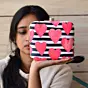 Woman Red Hearts Printed Clutch
