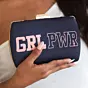 Woman Black Background Girl Power Text Clutch