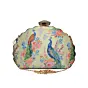Women Peacock Printed D-shape Clutch