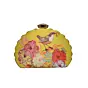 Women Yellow Backdrop Bird Printed D-shape Clutch