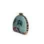 Women Peacock Pattern Printed D-shape Clutch