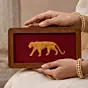 Women Elegance Golden Jaguar Embroidery clutch