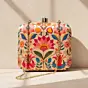 Women Beige Based Floral Printed Clutch