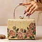 Women Gold Floral Embellished Luxury Clutch Bag