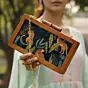 Women Leopard Print Wooden Clutch