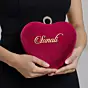 Woman Pink Heart-Shaped Velvet Name Customized Clutch