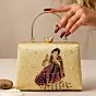 Woman Royal Rajasthani Muse Embroidered Gold Clutch