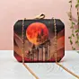 Woman Red Moon Printed Clutch