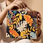 Women Multipattern Leaves Printed Suitcase Style