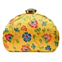Woman Yellow Floral Moon Shape Clutch