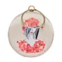 Women Red Floral Round Printed Clutch