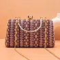 Woman Wine Based White And Golden Threadwork Embroidery Clutch