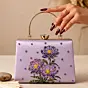 Women Lavender Floral Embroidered Clutch Bag