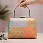 Women Multipattern Yellow Brocade Party Clutch