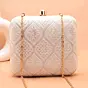 Women White Base Pink And White Threadwork Embroidery Clutch