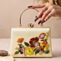 Woman Floral Symphony Pearl Embroidered Clutch