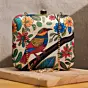 Women Beige Flower And Bird Printed Clutch