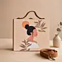 Women Black Bun Woman Printed Suitcase Style