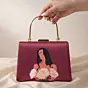 Women Maroon Based Floral Girl Portrait Printed Clutch
