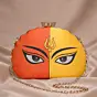 Women Multicolor Durga Printed D-Shape Clutch