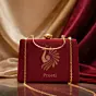 Woman Peacock Embroidery Name Customized Clutch