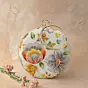 Woman Ivory Floral Round Embroidered Clutch