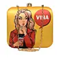 Woman Yellow Based Customised Name Clutch