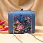 Woman Blue Peacock Printed Clutch
