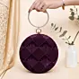 Women Wine Sequins Round Party Clutch