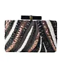 Women Black Box Shaped Clutch With Golden, White And Sliver Work