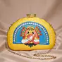 Women Yellow And Blue Durga Printed D-shape Clutch