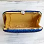 Women Blue Sequins Party Clutch