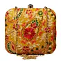 Women Yellow Multicolor Threadwork Embroidery Clutch